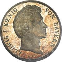 obverse of 1 Gulden - Ludwig I (1837 - 1848) coin with KM# 788 from German States. Inscription: LUDWIG I KŒNIG VON BAYERN C.VOIGT