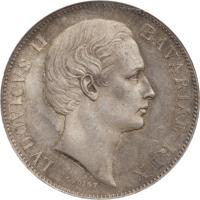 obverse of 1 Vereinsthaler - Ludwig II - Madonnentaler (1865 - 1871) coin with KM# 877 from German States. Inscription: LVDOVICVS II BAVARIÆ REX C.VOIGT