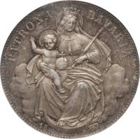 German States coin 1 Vereinsthaler - Ludwig II - Madonnentaler (1865 - 1871) reverse reverse of 1 Vereinsthaler - Ludwig II - Madonnentaler (1865 - 1871) coin with KM# 877 from German States. Inscription: PATRONA BAVARIÆ 18 67