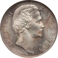 obverse of 1 Vereinsthaler - Ludwig II - Victory Over France - Siegestaler (1871) coin with KM# 889 from German States. Inscription: LUDWIG II KŒNIG V. BAYERN