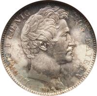 obverse of 1/2 Gulden - Ludwig I (1838 - 1848) coin with KM# 794 from German States. Inscription: LUDWIG I KŒNIG VON BAYERN VOIGT