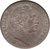obverse of 2 Gulden - Maximilian II (1848 - 1856) coin with KM# 828 from German States. Inscription: MAXIMILIAN II KŒNIG V.BAYERN C.VOIGT
