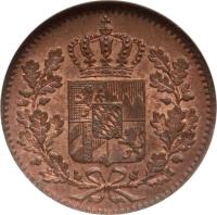 German States coin 1 Pfennig - Ludwig I / Maximillian II (1839 - 1856) obverse obverse of 1 Pfennig - Ludwig I / Maximillian II (1839 - 1856) coin with KM# 797 from German States.