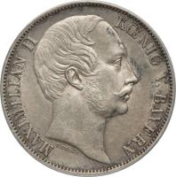 obverse of 1 Vereinsthaler - Maximilian II (1857 - 1864) coin with KM# 852 from German States. Inscription: MAXIMILIAN II KŒNIG V. BAYERN C.VOIGT