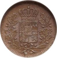 obverse of 1 Heller - Ludwig I / Maximilian II (1839 - 1856) coin with KM# 796 from German States.