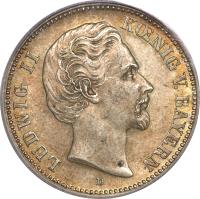 German States coin 2 Mark - Ludwig II (1876 - 1883) obverse obverse of 2 Mark - Ludwig II (1876 - 1883) coin with KM# 903 from German States. Inscription: LUDWIG II KŒNIG V. BAYERN D