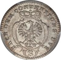 German States coin 2 1/2 Kreuzer - Alexander (1767 - 1779) obverse obverse of 2 1/2 Kreuzer - Alexander (1767 - 1779) coin with KM# 277 from German States. Inscription: NACH DEM CONVENTION FUS