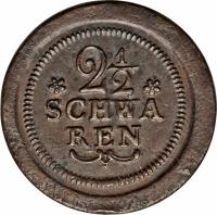 German States coin 2 1/2 Schwaren (1797 - 1802) reverse reverse of 2 1/2 Schwaren (1797 - 1802) coin with KM# 220 from German States. Inscription: 2 1/2 SCHWA REN