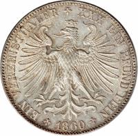 German States coin 1 Vereinsthaler (1859 - 1860) reverse reverse of 1 Vereinsthaler (1859 - 1860) coin with KM# 360 from German States. Inscription: EIN VEREINSTHALER XXX EIN PFUND FEIN 1860