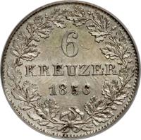 German States coin 6 Kreuzer (1846 - 1856) reverse reverse of 6 Kreuzer (1846 - 1856) coin with KM# 335 from German States.