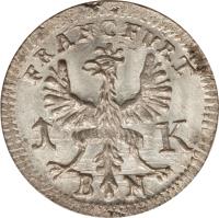 German States coin 1 Kreuzer (1773) obverse obverse of 1 Kreuzer (1773) coin with KM# 253 from German States. Inscription: FRANCFURT 1 K B N