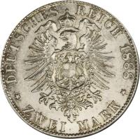 reverse of 2 Mark (1876 - 1888) coin with KM# 604 from German States. Inscription: DEUTSCHES REICH 1876 ZWEI MARK