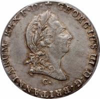 German States coin 2/3 Thaler - George III (1813 - 1814) obverse obverse of 2/3 Thaler - George III (1813 - 1814) coin with KM# 100 from German States. Inscription: GEORGIUS III D.G.BRITANNIARUM REX.F.D.