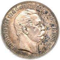 German States coin 5 Mark - Ludwig III (1875 - 1876) obverse obverse of 5 Mark - Ludwig III (1875 - 1876) coin with KM# 353 from German States. Inscription: LUDWIG III GROSHERZOG VON HESSEN