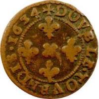 German States coin 1 Double Tournois - Johann Theodor - Type 1 (1633 - 1634) reverse reverse of 1 Double Tournois - Johann Theodor - Type 1 (1633 - 1634) coin with CGKL# 676 from German States.