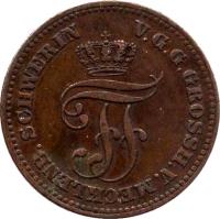 German States coin 2 Pfennige - Friedrich Franz II (1872) obverse obverse of 2 Pfennige - Friedrich Franz II (1872) coin with KM# 316 from German States.