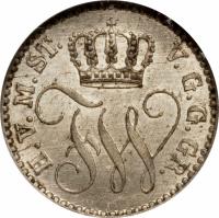 obverse of 1/48 Thaler - Friedrich Wilhelm (1862 - 1864) coin with KM# 96 from German States. Inscription: H.V.M.ST V.G.G.GR