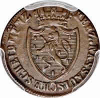 German States coin 1/4 Kreuzer - Wilhelm I (1817 - 1819) obverse obverse of 1/4 Kreuzer - Wilhelm I (1817 - 1819) coin with KM# 41 from German States. Inscription: HERZ.NASSAUISCHE SCHEIDMÜNZ.