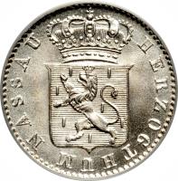 obverse of 6 Kreuzer - Wilhelm (1831 - 1837) coin with KM# 53 from German States. Inscription: HERZOGTHUM NASSAU