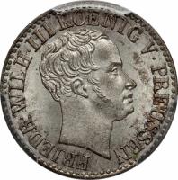 obverse of 1/2 Silber Groschen - Friedrich Wilhelm III (1821 - 1840) coin with KM# 409 from German States. Inscription: FRIEDR · WILH · III KOENIG V · PREUSSEN