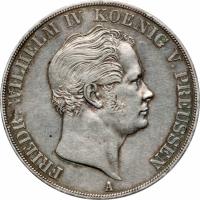obverse of 2 Thaler / 3 1/2 Gulden - Friedrich Wilhelm IV (1841 - 1851) coin with KM# 440 from German States. Inscription: FRIEDR.WILHELM IV KOENIG V.PREUSSEN A