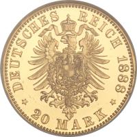 German States coin 20 Mark - Friedrich III (1888) reverse reverse of 20 Mark - Friedrich III (1888) coin with KM# 515 from German States. Inscription: DEUTSCHES REICH 1888 * 20 MARK *