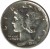 obverse of 1 Dime - Mercury Dime (1916 - 1945) coin with KM# 140 from United States. Inscription: LIBERTY IN GOD WE TRUST 1942