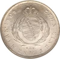 German States coin 1 Conventionsthaler - Friedrich August I/III (1807 - 1817) reverse reverse of 1 Conventionsthaler - Friedrich August I/III (1807 - 1817) coin with KM# 1059 from German States.