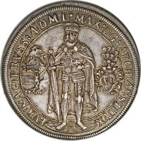 German States coin 1 Thaler - Maximilian of Austria (1603) obverse obverse of 1 Thaler - Maximilian of Austria (1603) coin with KM# 3 from German States. Inscription: MAX:DG:ARCH:AVST:DVX EVR:MAG:PRVSS:ADMI