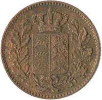 German States coin 1/2 Kreuzer - Wilhelm I (1858 - 1864) obverse obverse of 1/2 Kreuzer - Wilhelm I (1858 - 1864) coin with KM# 603 from German States.