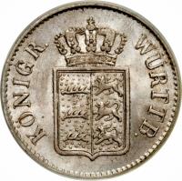 German States coin 3 Kreuzer - Wilhelm (1842 - 1856) obverse obverse of 3 Kreuzer - Wilhelm (1842 - 1856) coin with KM# 591 from German States. Inscription: KÖNIGR. WÜRTTB.