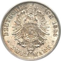 reverse of 2 Mark - Karl I (1876 - 1888) coin with KM# 626 from German States. Inscription: DEUTSCHES REICH 1876 ZWEI MARK