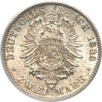 German States coin 2 Mark - Karl I (1876 - 1888) reverse reverse of 2 Mark - Karl I (1876 - 1888) coin with KM# 626 from German States. Inscription: DEUTSCHES REICH 1876 ZWEI MARK