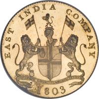 India coin 20 Cash (1803) obverse obverse of 20 Cash (1803) coin with KM# 321c from India. Inscription: EAST INDIA COMPANY 1803