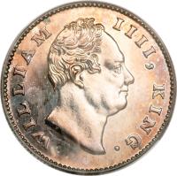 obverse of 1/2 Rupee - William IV (1835) coin with KM# 449 from India. Inscription: WILLIAM IIII, KING.