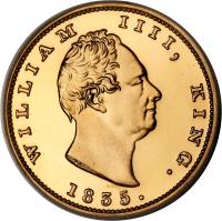 India coin 2 Mohur - William IV (1835) obverse obverse of 2 Mohur - William IV (1835) coin with KM# 452 from India. Inscription: WILLIAM IIII, KING. 1835.