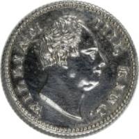 obverse of 1/4 Rupee - William IV (1835) coin with KM# 448 from India. Inscription: WILLIAM IIII, KING.
