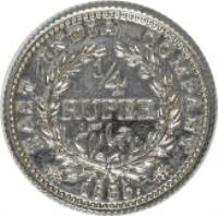 reverse of 1/4 Rupee - William IV (1835) coin with KM# 448 from India. Inscription: EAST INDIA COMPANY 1/4 RUPEE 1835