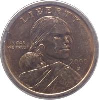 obverse of 1 Dollar - Sacagawea Dollar (2000 - 2008) coin with KM# 310 from United States. Inscription: LIBERTY 2000 S IN GOD WE TRUST gg