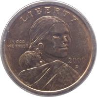 United States coin 1 Dollar - Sacagawea Dollar (2000 - 2008) obverse obverse of 1 Dollar - Sacagawea Dollar (2000 - 2008) coin with KM# 310 from United States. Inscription: LIBERTY 2000 S IN GOD WE TRUST gg