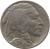 obverse of 5 Cents - Buffalo Nickel; Flat ground (1913 - 1938) coin with KM# 134 from United States. Inscription: LIBERTY 1936 F