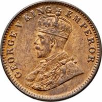 obverse of 1/4 Anna - George V (1912) coin with KM# 16 from Indian States. Inscription: GEORGE V KING EMPEROR