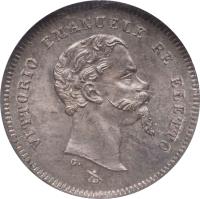 obverse of 50 Centesimi - Vittorio Emanuele II (1860 - 1861) coin with KM# 11 from Italian States. Inscription: VITTORIO EMANUELE RE ELETTO