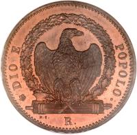 Italian States coin 3 Baiocchi (1849) obverse obverse of 3 Baiocchi (1849) coin with KM# 23 from Italian States. Inscription: DIO E POPOLO. R.