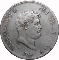 Italian States coin 120 Grana - Ferdinando II - 4'th Portrait (1851 - 1859) obverse obverse of 120 Grana - Ferdinando II - 4'th Portrait (1851 - 1859) coin with KM# 370 from Italian States. Inscription: FERDINANDVS II. DEI GRATIA REX 1855