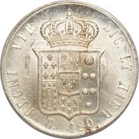 Italian States coin 120 Grana - Francesco II (1859) reverse reverse of 120 Grana - Francesco II (1859) coin with KM# 381 from Italian States.