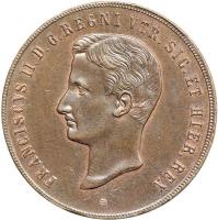 Italian States coin 10 Tornesi - Francesco II (1859) obverse obverse of 10 Tornesi - Francesco II (1859) coin with KM# 377 from Italian States.