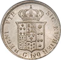 reverse of 120 Grana - Ferdinando II (1831 - 1835) coin with KM# 309 from Italian States.