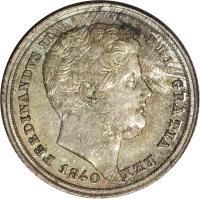 obverse of 20 Grana - Ferdinando II (1839 - 1859) coin with KM# 332 from Italian States.