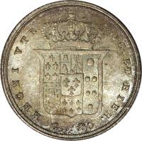 Italian States coin 20 Grana - Ferdinando II (1839 - 1859) reverse reverse of 20 Grana - Ferdinando II (1839 - 1859) coin with KM# 332 from Italian States.